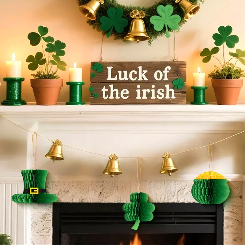 St. Patrick Shamrock Clover Honeycomb Hanging Garlands (PB-SH-01)