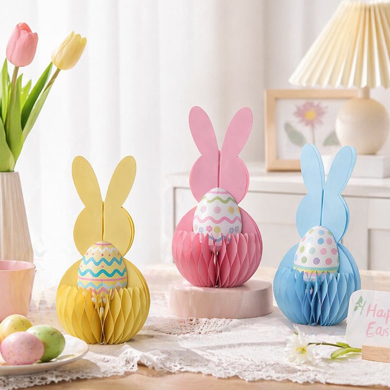 Close-Up of Upright Bunny Ears & Precision Honeycomb Egg Cradle