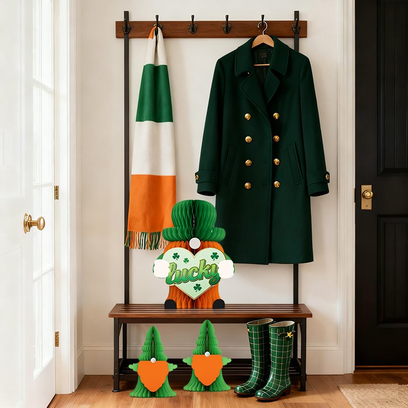 St. Patrick Clover Love Heart Honeycomb Gnome Figurine (PB-SG-02)