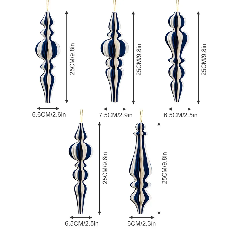 Nordic Foldable Geometric Fluted Cone Christmas Tree Hanging Ornaments View 2