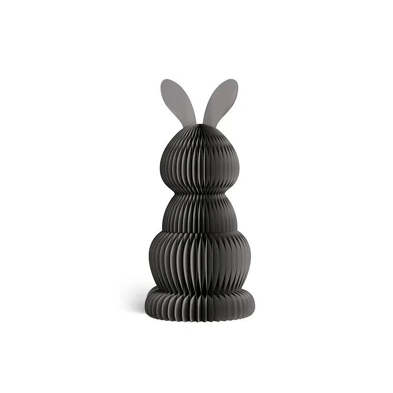 3D Honeycomb Easter Spring Bunny Family Figurine Trio Set View 2