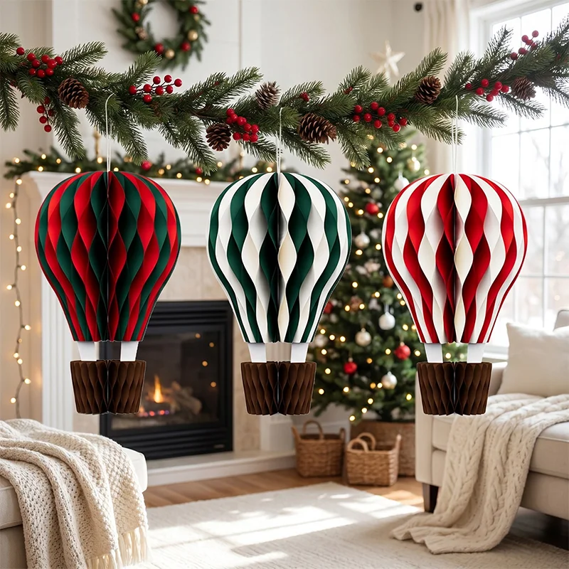 Large 3D Foldable Honeycomb Hot Air Balloon Ceiling Hanging Décor