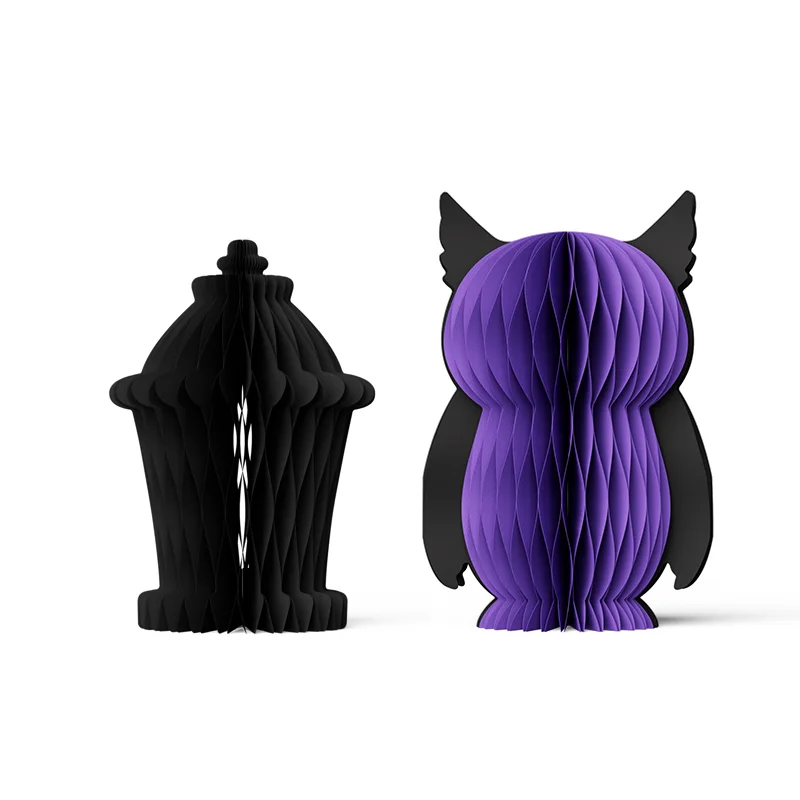 Foldable Honeycomb Halloween Owl Lantern Tabletop Lamp View 7