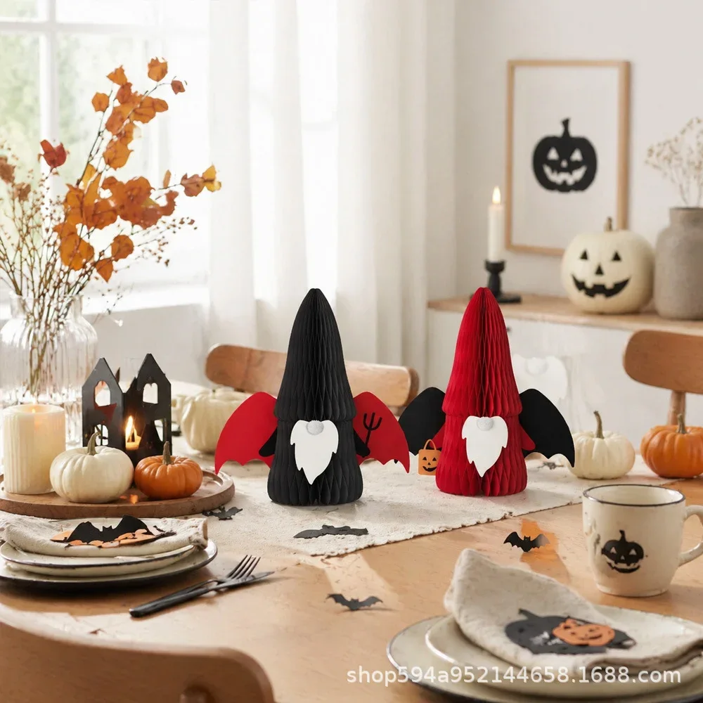 3D Foldable Honeycomb Halloween Bat-Wing Demon Gnome Figurine View 3