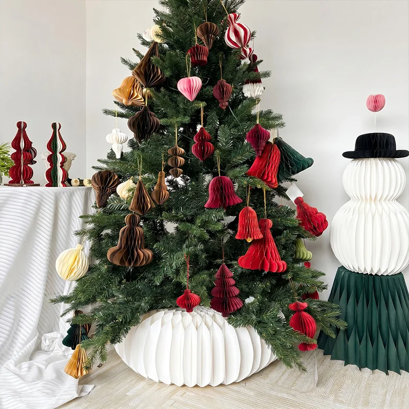 Foldable Honeycomb Paper Christmas Tree Base Collar Skirt Fence View 3