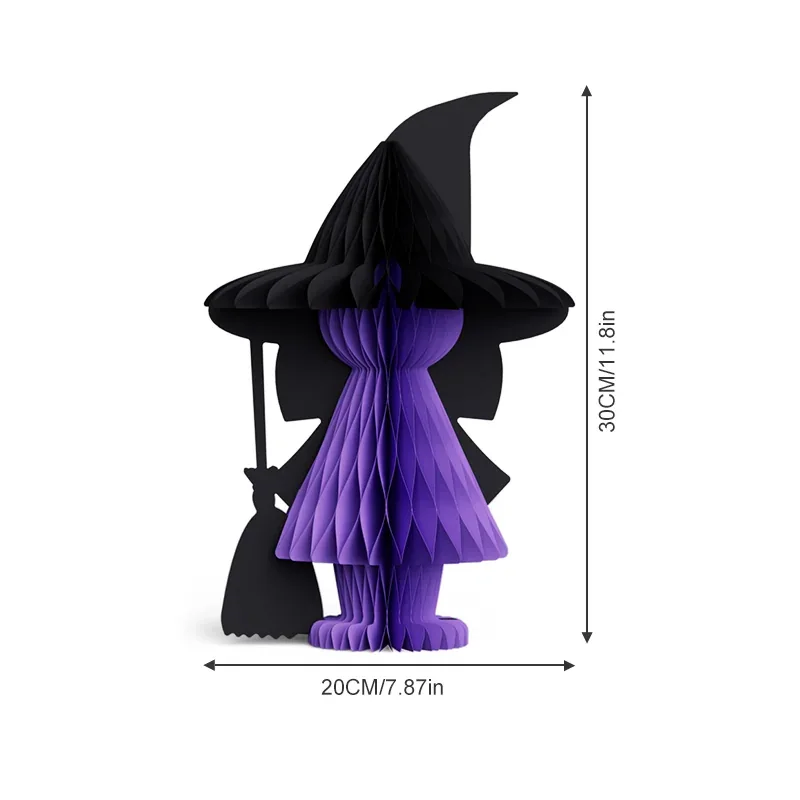 3D Foldable Honeycomb Halloween Little Witch Figurine Centerpiece View 11