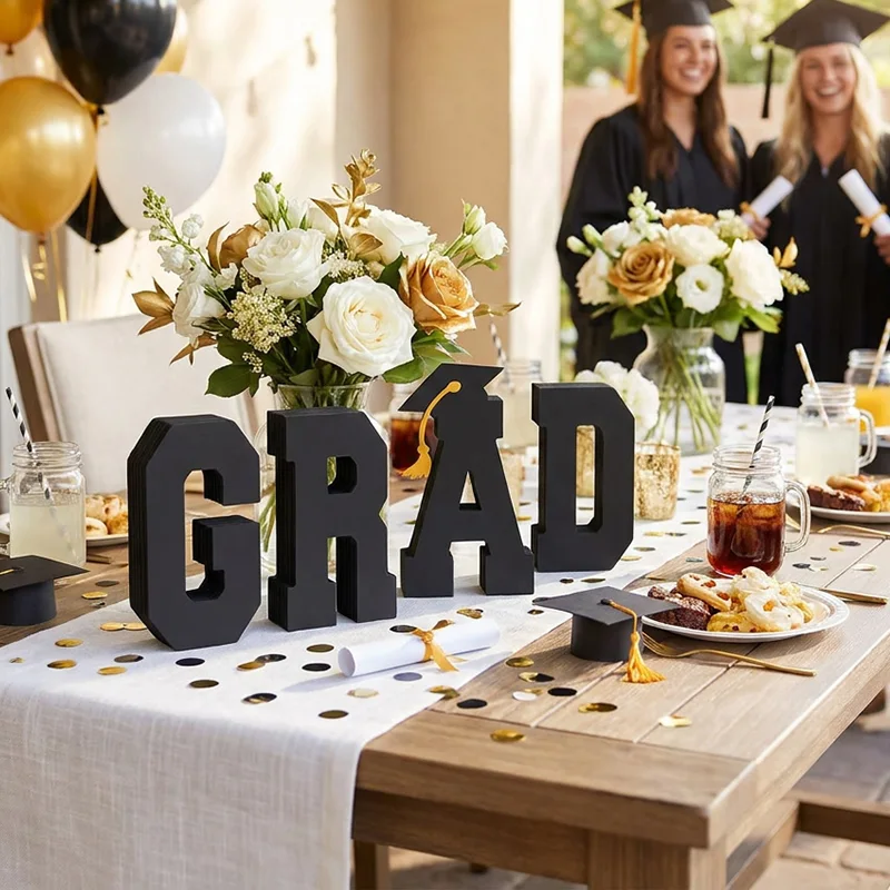 Fluted Honeycomb Base & Laser-Cut Gold Foil GRAD Typography