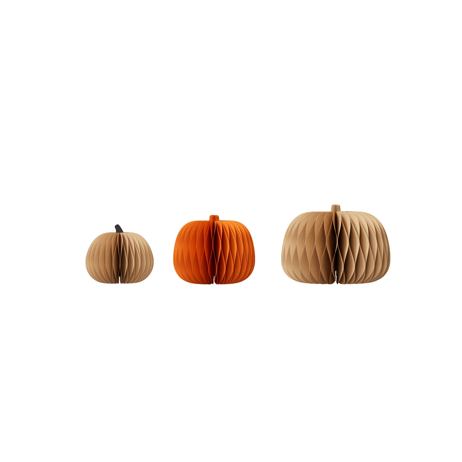 3D Foldable Honeycomb Paper Harvest Pumpkin Tabletop Trio (PB-PK-01)