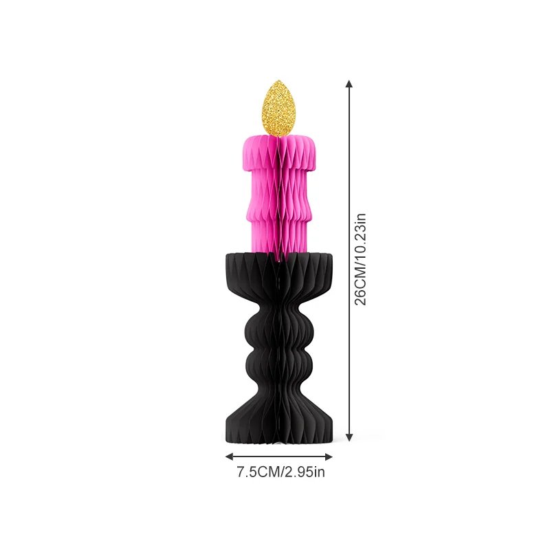Foldable Honeycomb Paper Halloween Gothic Candelabra Centerpiece View 2