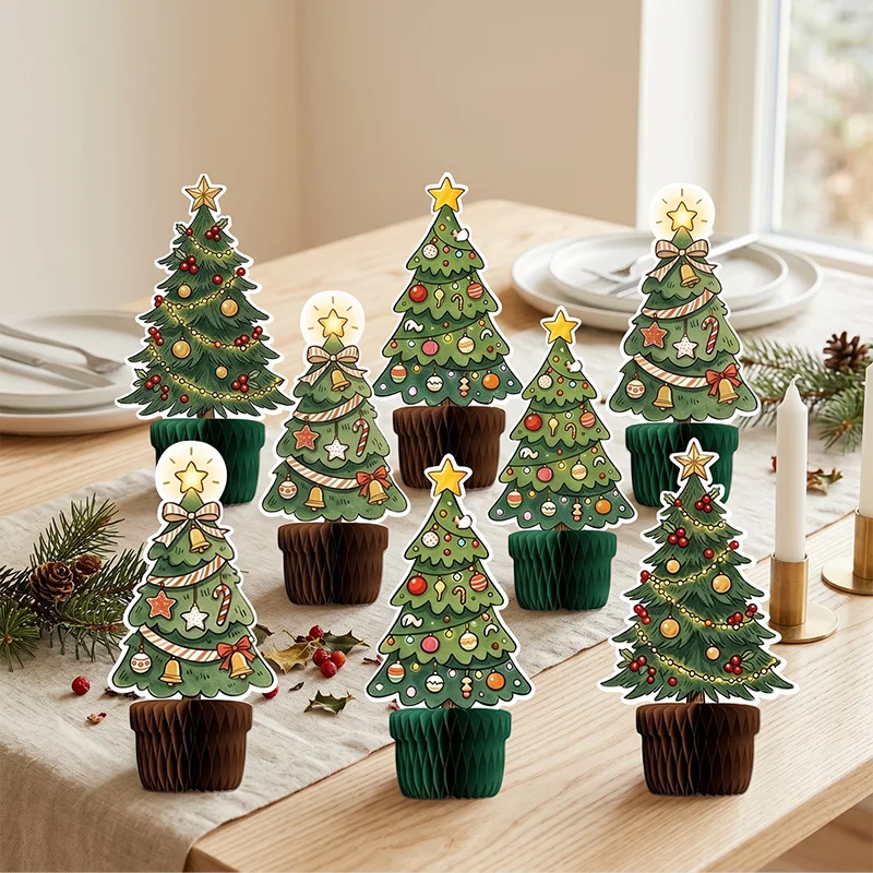 Rigid Cardstock Composite 3D Honeycomb Paper Holiday Tree Set