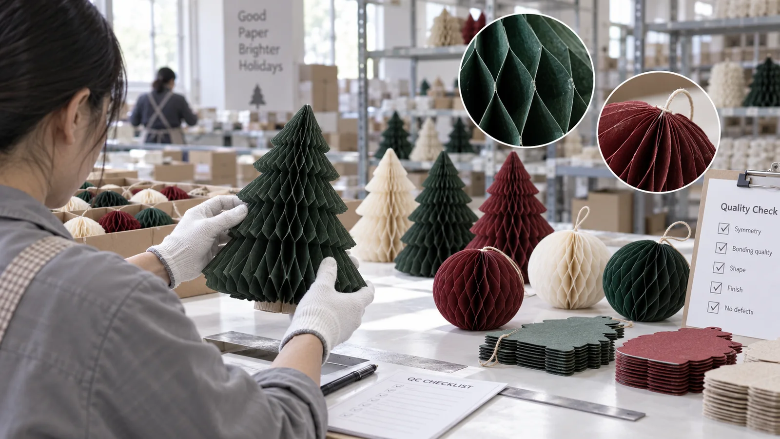 Quality control review of honeycomb paper products