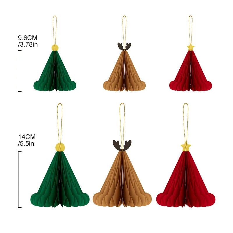 3D Foldable Honeycomb Christmas Santa Hat & Bauble Hanging Set (PB-CH-01)
