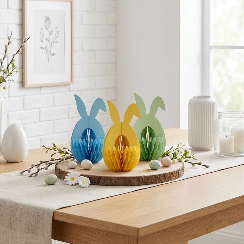 3D Honeycomb Easter Bunny Ears Egg Cup Duo Holder View 4