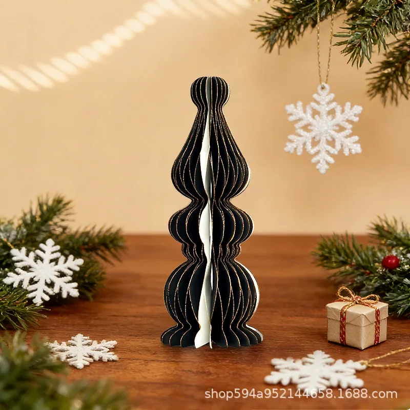 Multi-Tier Striped Honeycomb Paper Christmas Tree Centerpiece View 3