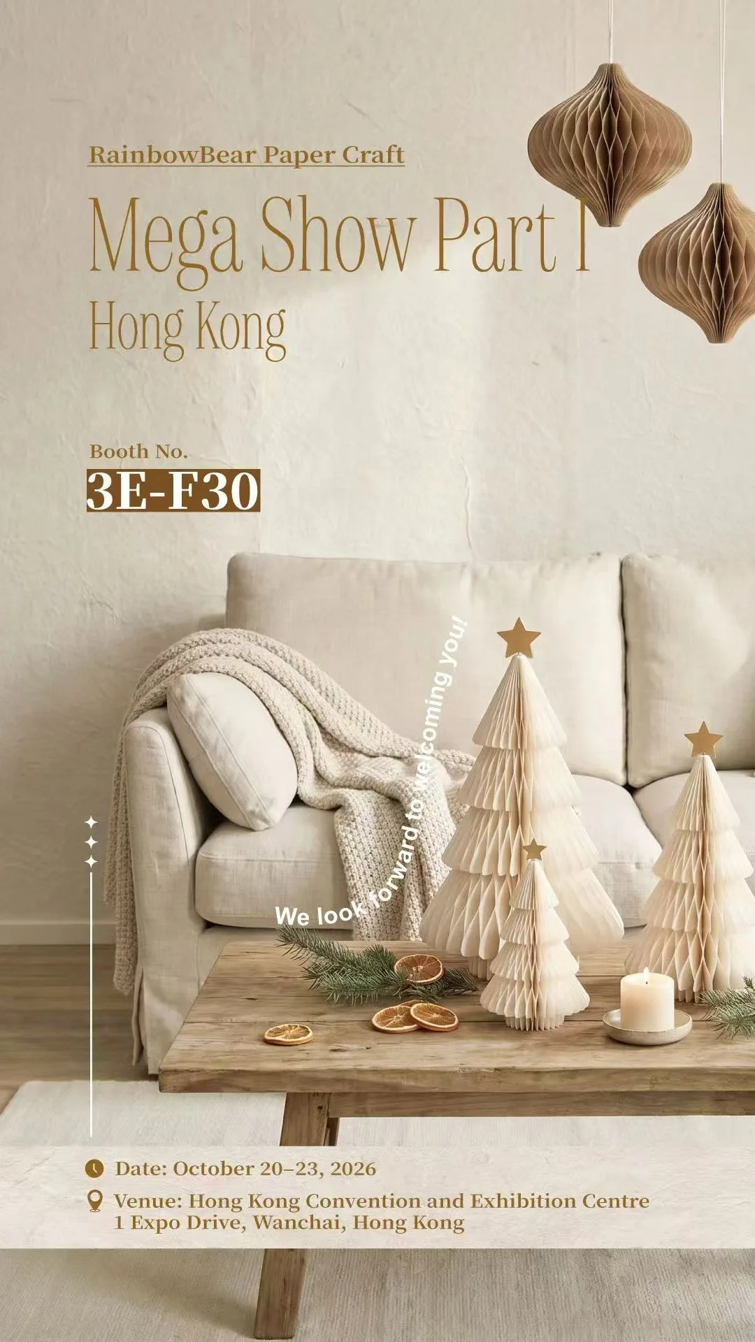 Hong Kong Mega Show Part 1 Booth 3E-F30 RainbowBear Paper Craft MY PAPER BLOOM Exhibition Invitation