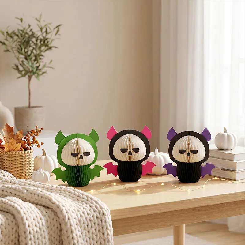 3D Honeycomb Halloween Vampire Bat Ghost Centerpiece View 2