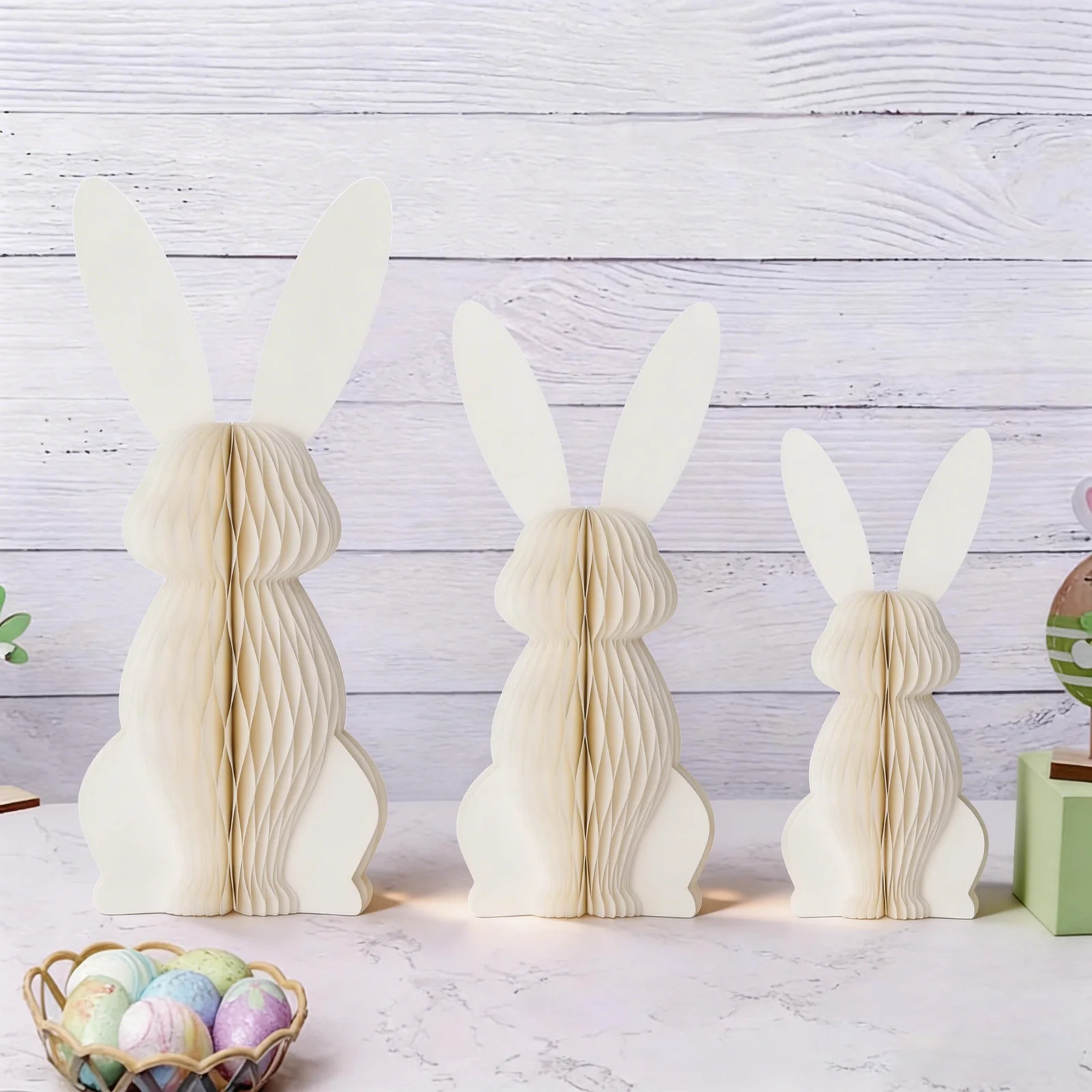 Upright Bunny Ears, Pastel Bowtie & 360-Degree Honeycomb Body