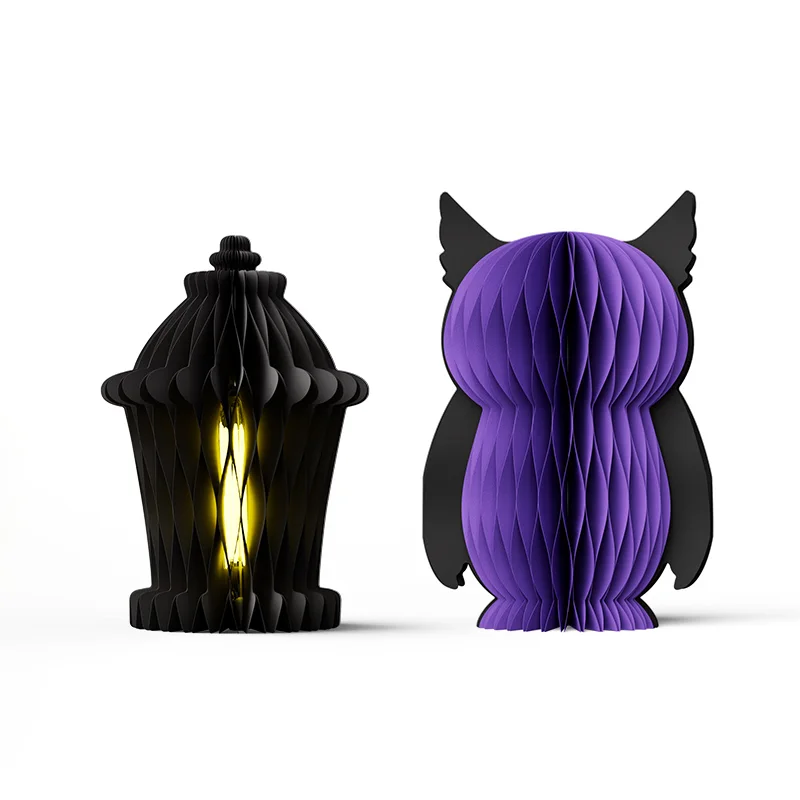 Foldable Honeycomb Halloween Owl Lantern Tabletop Lamp View 8