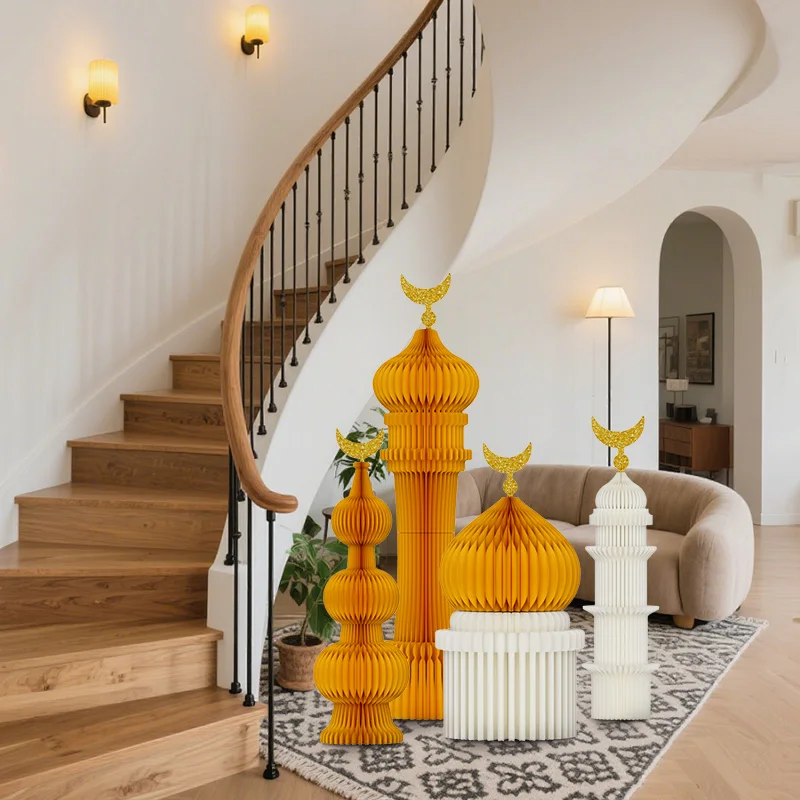 Ramadan & Eid Mubarak Mosque Castle Honeycomb Centerpiece