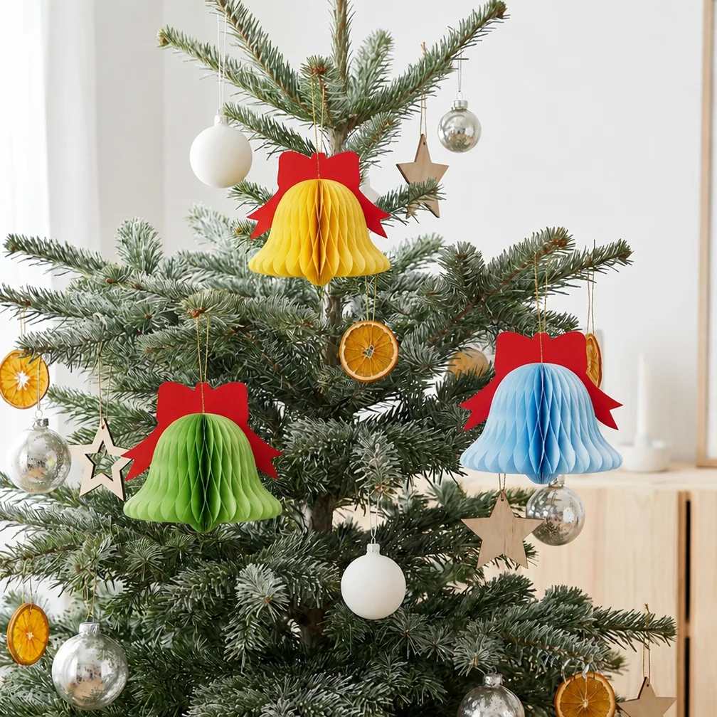 Scalloped Honeycomb Teardrop Ornament (Evergreen) - Tree hanging decoration