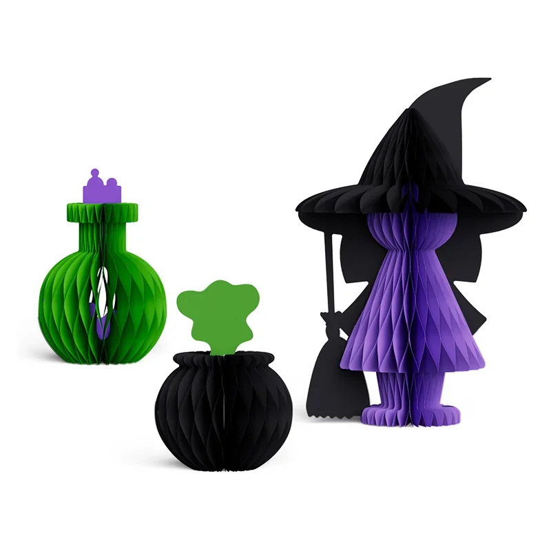 3D Foldable Honeycomb Halloween Little Witch Figurine Centerpiece (PB-HW-05)