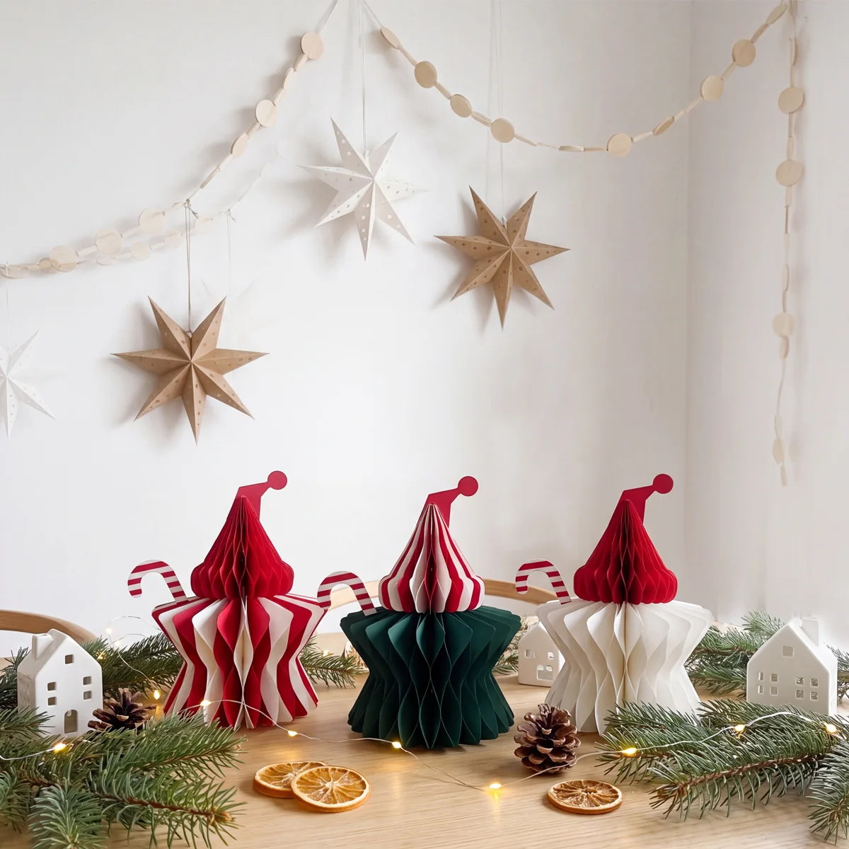 3D Honeycomb Christmas Star Wizard Hat Tabletop Centerpiece View 7