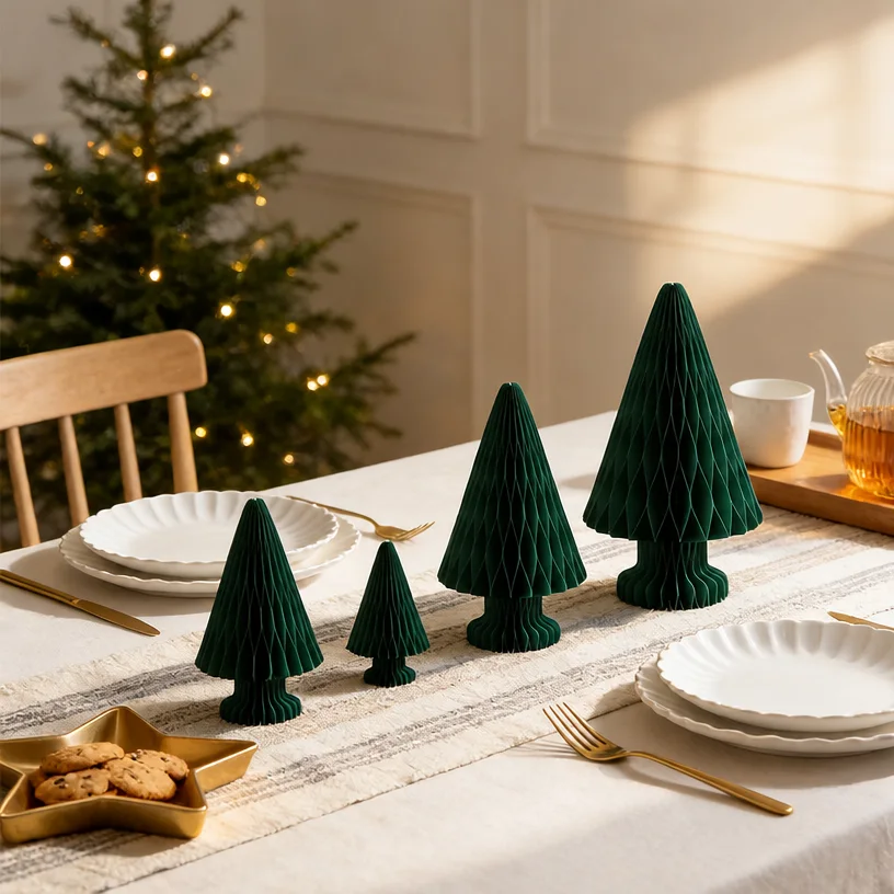 MY PAPER BLOOM Modern Geometric Tiered Paper Pine