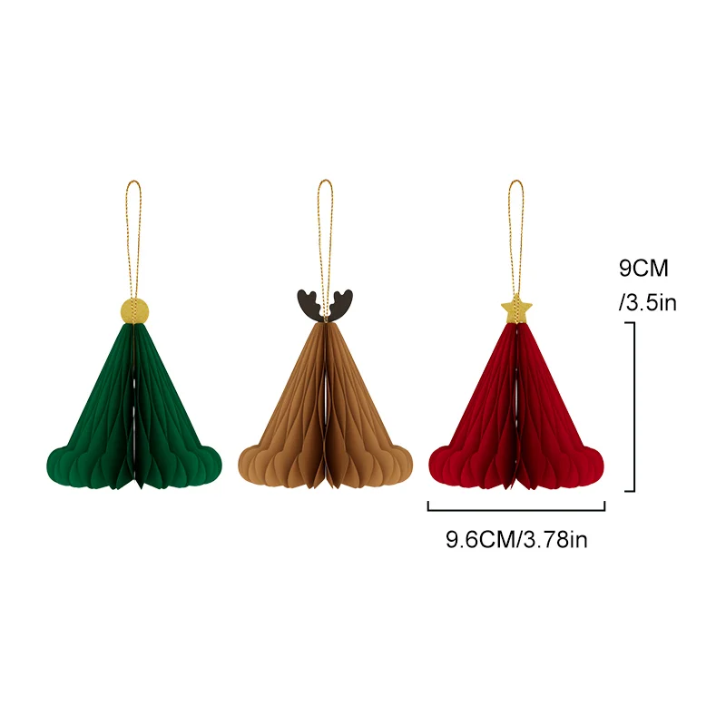 3D Foldable Honeycomb Christmas Santa Hat & Bauble Hanging Set View 5