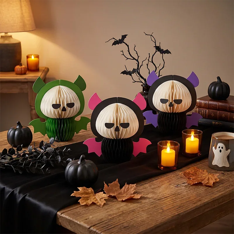3D Honeycomb Halloween Vampire Bat Ghost Centerpiece View 9