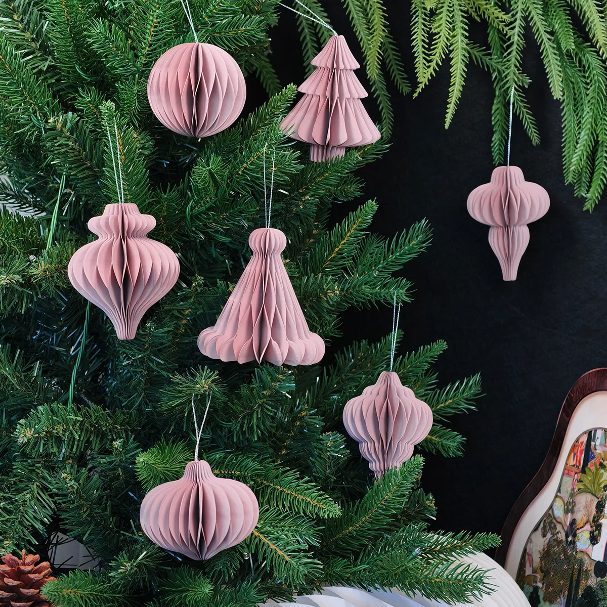 Nordic Geometric Honeycomb Christmas Hanging Ornaments Set