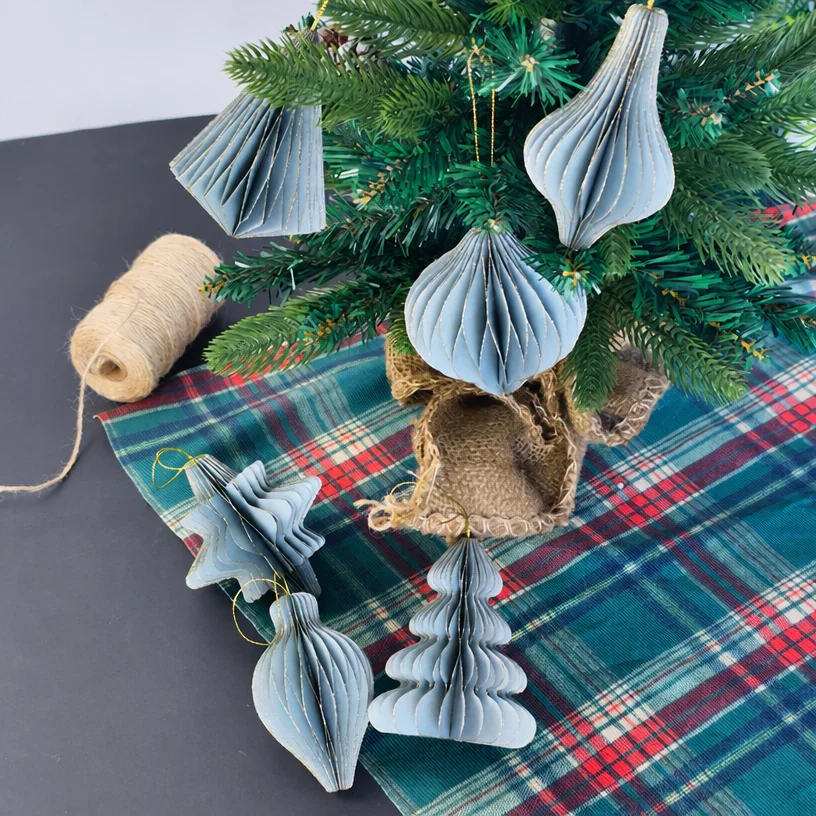 Tiered Honeycomb Mini Tree Ornament (Warm White) - Tree hanging decoration