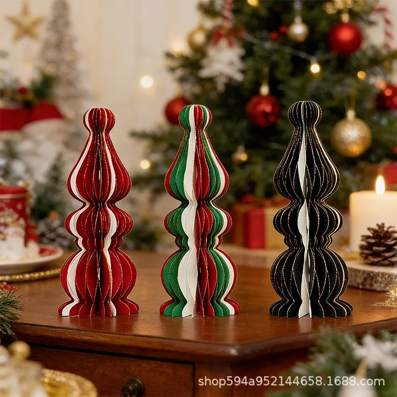 Multi-Tier Striped Honeycomb Paper Christmas Tree (PB-CT-12)