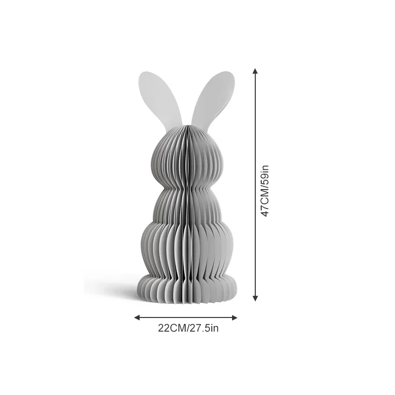 3D Honeycomb Easter Spring Bunny Family Figurine Trio Set View 6