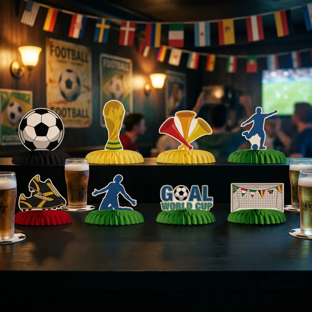 3D Soccer Sports Theme Foldable Honeycomb Paper Centerpiece
