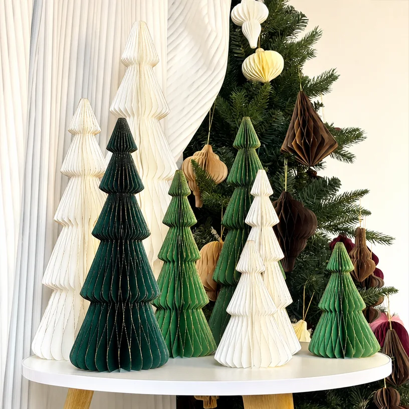 MY PAPER BLOOM Ribbed Decorative Tabletop Pine Tree Set