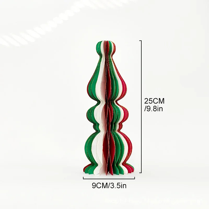 Multi-Tier Striped Honeycomb Paper Christmas Tree Centerpiece View 2
