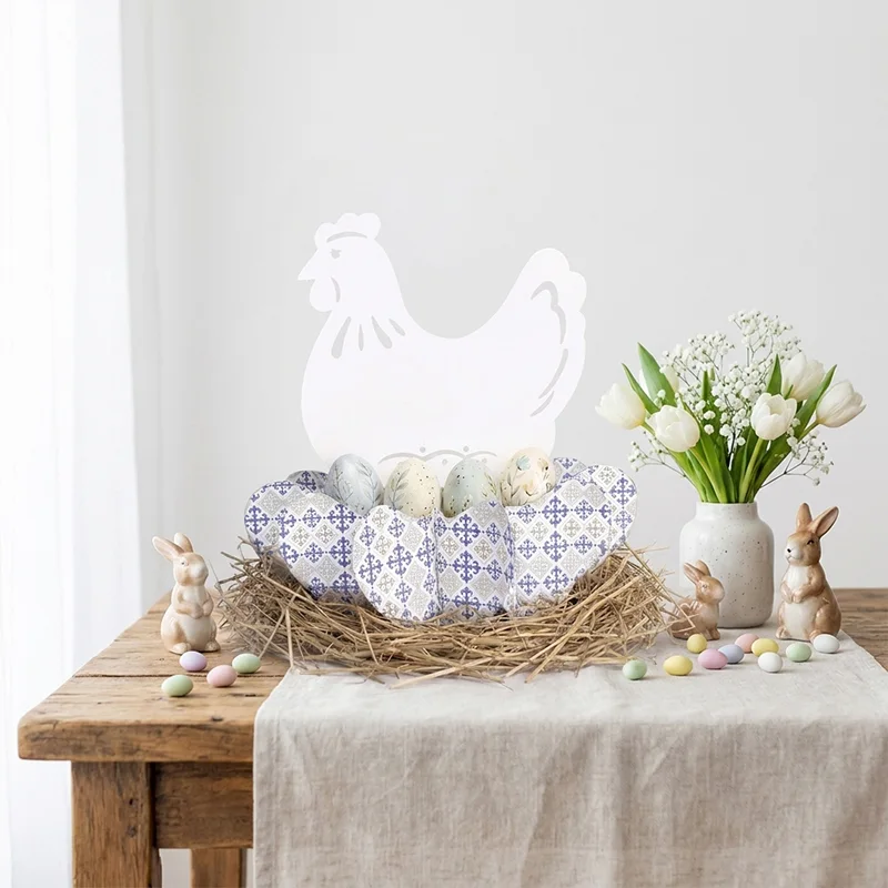 3D Honeycomb Spring Nesting Hen Egg Platter Centerpiece View 3