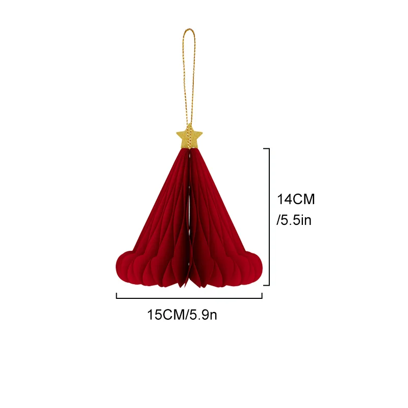 3D Foldable Honeycomb Christmas Santa Hat & Bauble Hanging Set View 6