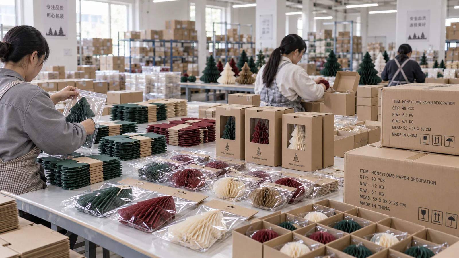 Honeycomb paper decoration packaging and export preparation